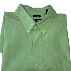 Chaps Men's Dress Casual Long Sleeve Shirt Easy Care Jasmine Green Size L